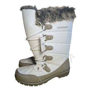 Athletech Women's Winter Boots size 9 White Faux Fur Trim